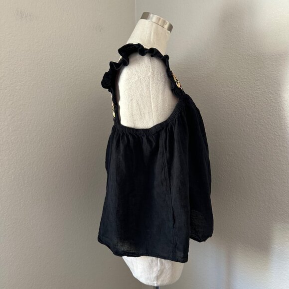 Madewell Swing Blouse Elasticized Square Neck Floral Embroidered Ruffle Straps 2 - Picture 5 of 9